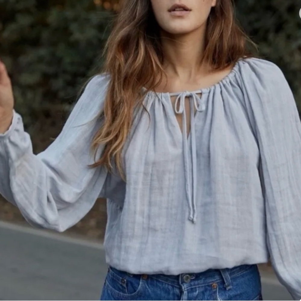 Christy Dawn Light Blue Peasant Blouse